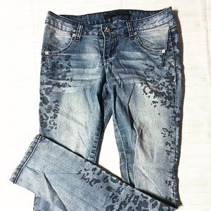 Material Girl Cheetah Leopard Hyena Blue Jeans